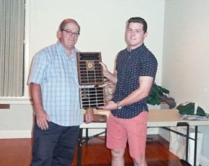 Coach Walter Mann with Mike McMahon, recipient of the Bob Brown Award (Mike Berger photo)